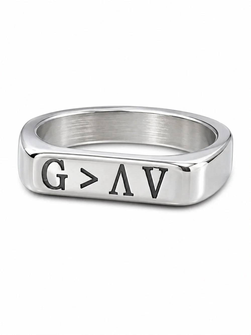 Silver Tone Engraved Band Ring Size 6 • God is Greater Than the Highs and Lows
